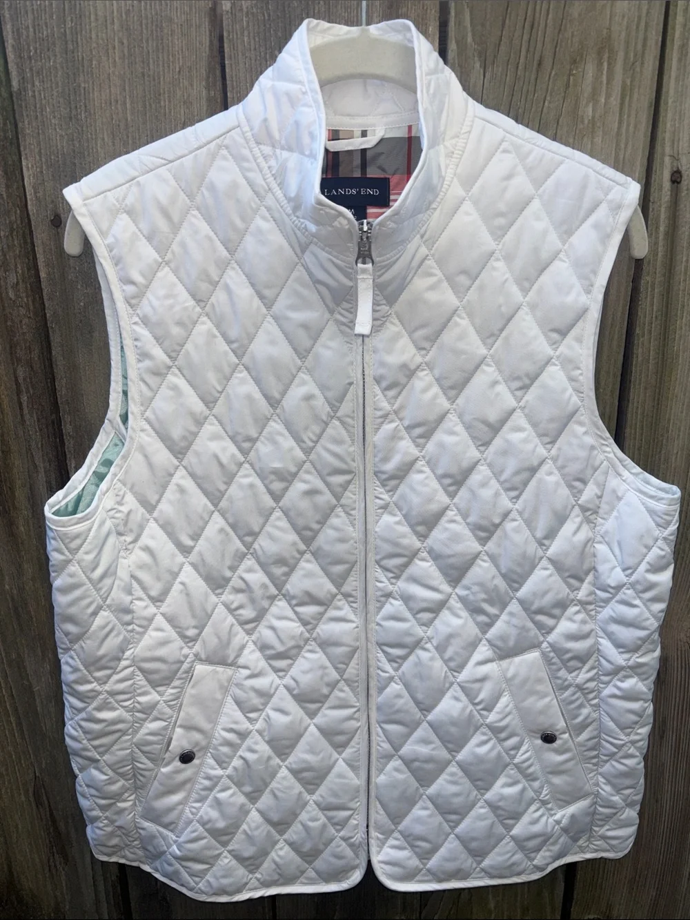 Lands' End Women's White Sporty Quilted Vest Size Medium